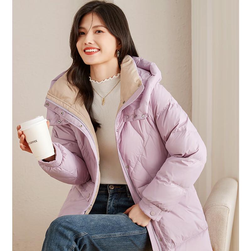 Fengxun Women's Korean Style Hooded Down Puffer Jacket