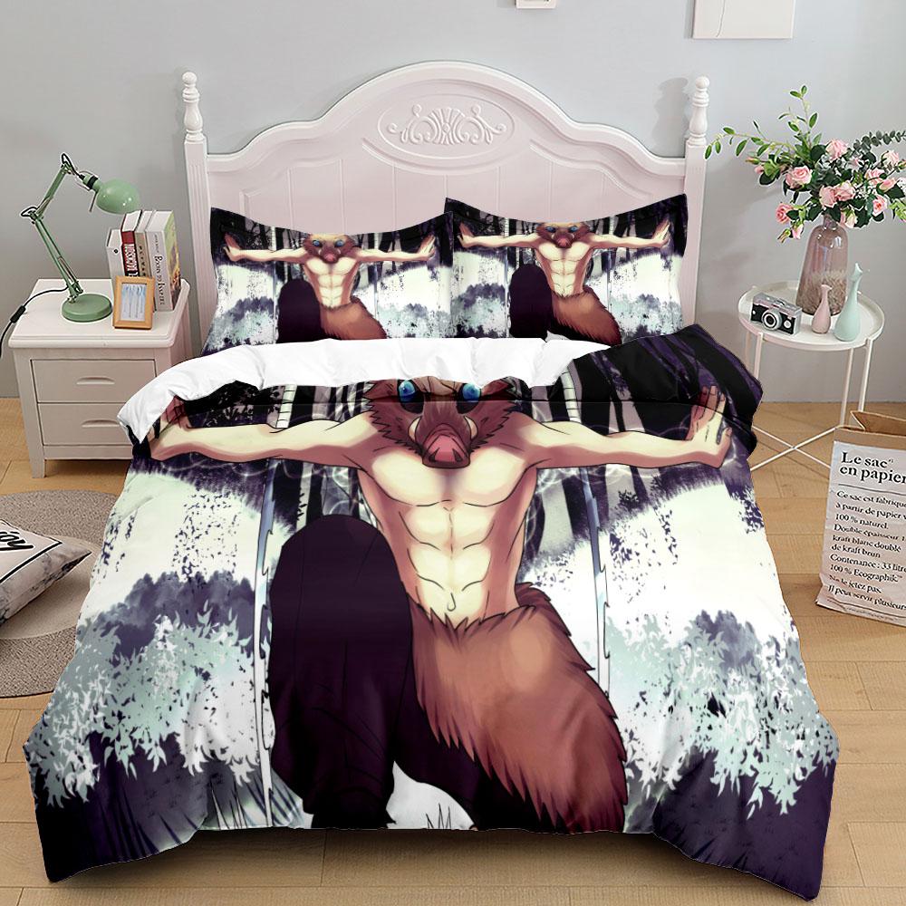 Inosuke Boys Duvet Cover Set EU Single Double King US Twin Full Queen Size slayer Bedclothes