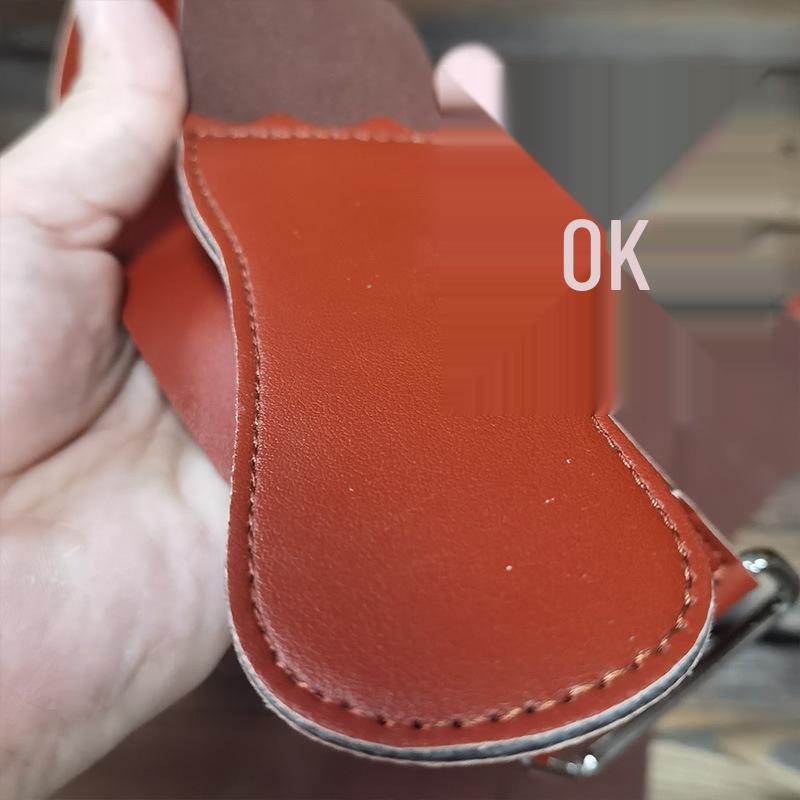 Oboustranná genuine hovězí kůže na ostření žiletek s kovovým kroužkem