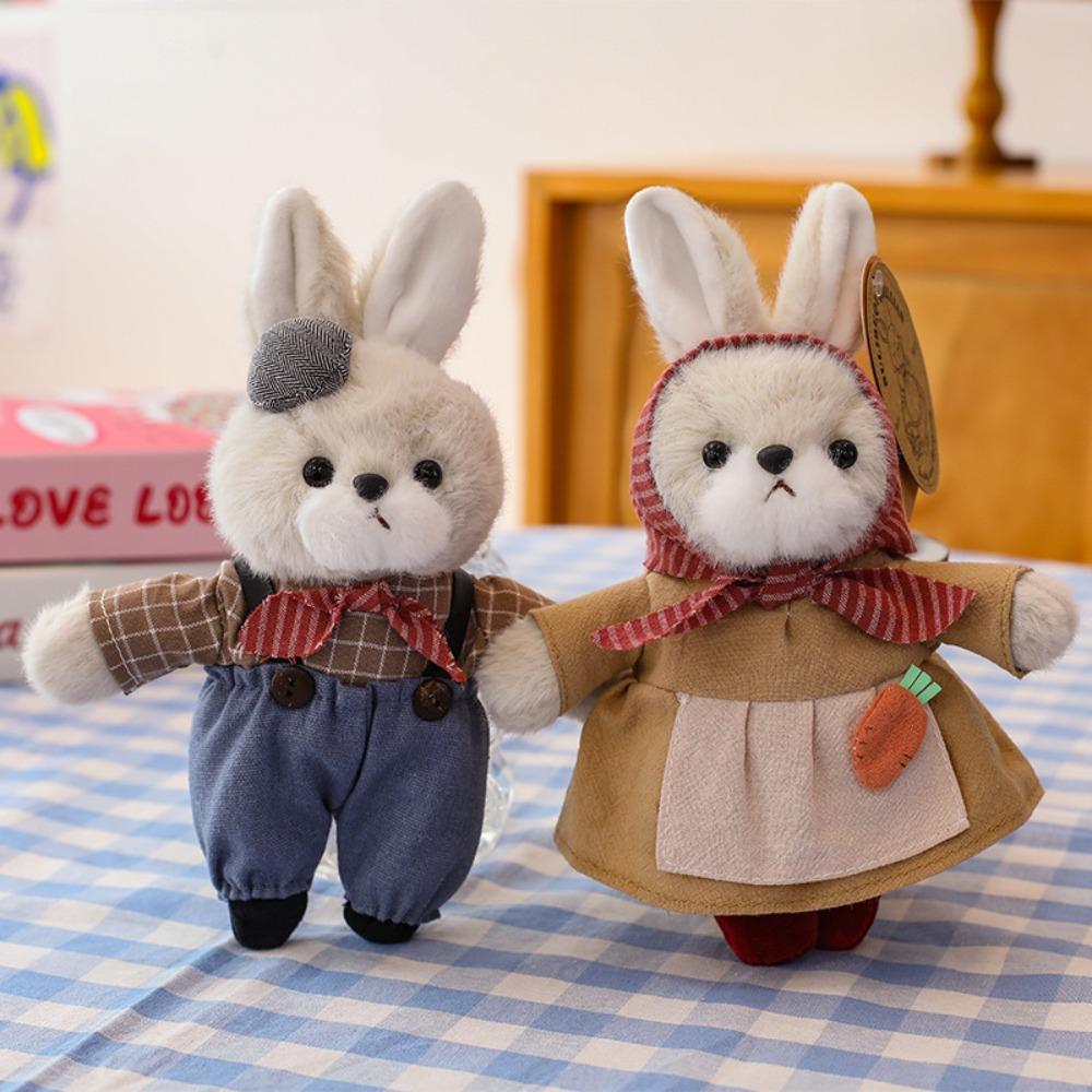 Cute Fluffy Bunny Keychain Rabbit Family Plush Rabbit Key Ring Couple Pendant