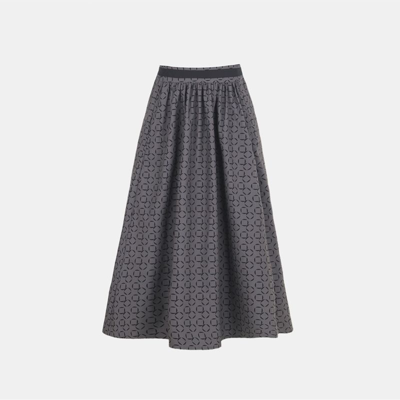 

Blue Rose Plus size women clothing Summer New Cotton Short sleeve Dress Waist Hugging A- line Skirt Cool Breathable Slimming Brown Skirt XL