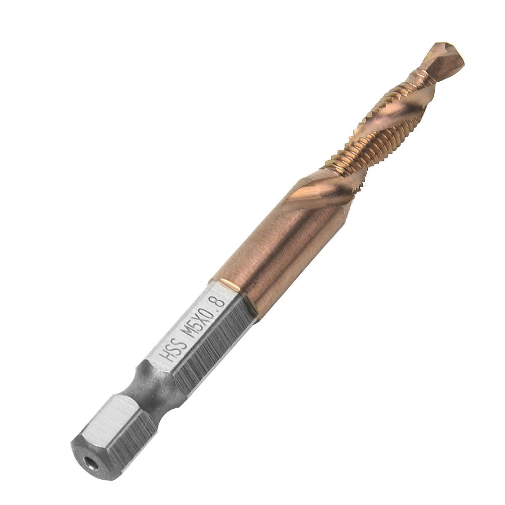 High Speed Steel 6.35mm Hex Shank Tap Drill Bit Compound Tap for Internal Chip Removal (M3)
