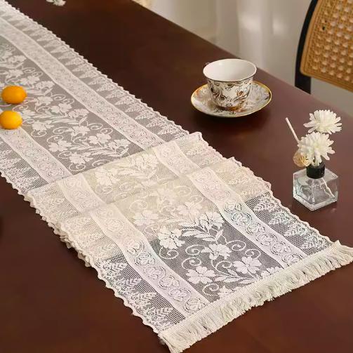 

Кружевное ажурное полотенце-чехол для пианино с бахромой, кружевная скатерть для кофейного столика, скатерть для тумбы в прихожей, скатерть-дорожка для стола, длинная скатерть 30*150cm
