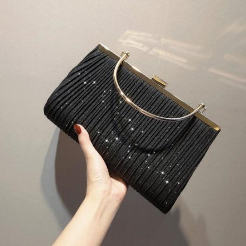 

New Shiny Pleated Large Capacity Handbag Female Princess Bag Wholesale Crossbody Bag Dinner Bag Dress Bag