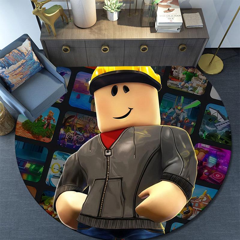 Roblox pattern round rug,Carpet Rug for Living Room Bedroom Playroom ,Non-slip Floor Mat,Holiday Gifts and Birthday Gifts.