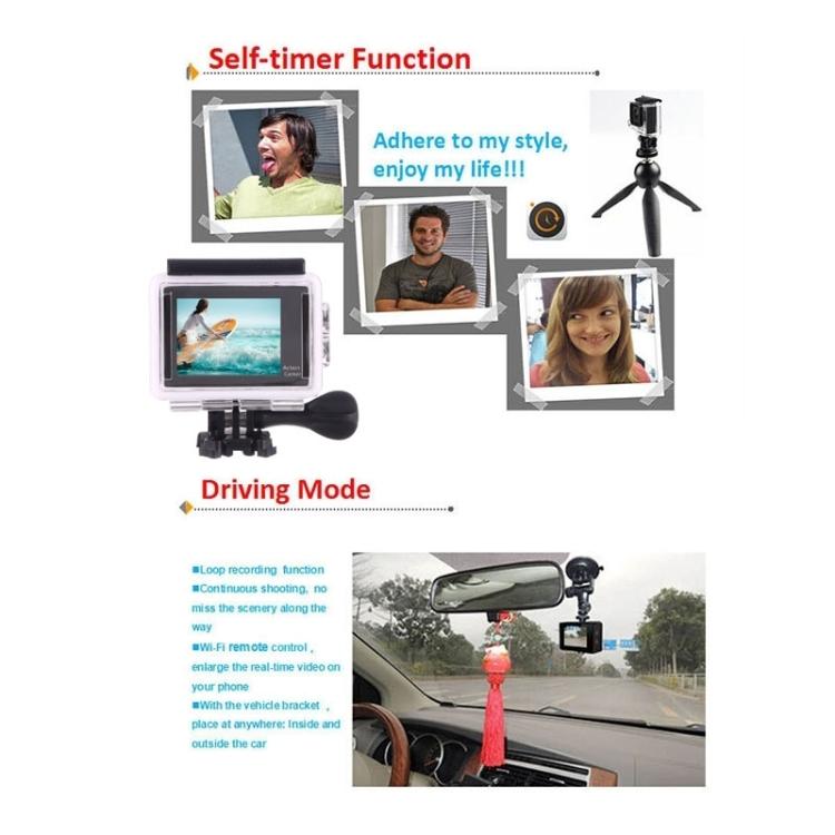 H9 4K Ultra HD1080P 12MP 2 Inch LCD Screen WiFi Sports Camera, 170 Degrees Wide Angle Lens, 30m Waterproof