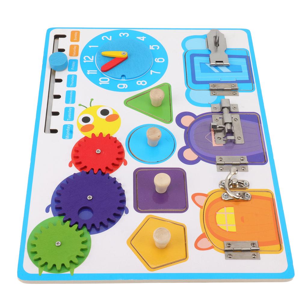 Sensory Board Alarm Clock Educational Wooden Sensory Activity Board Autism Training Toys for Toddler