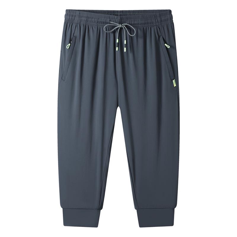 Men's Plus Size Quick-Dry Summer Silk Capris - Breathable, Fashionable, Loose-Fit Shorts