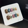 10Pcs Blue Gradient Short Square Round Handmade Press On Nails Gentle French Fake Nails Fashionable Nail Tips