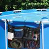 Pool Storage Bag with Mesh Pockets Above Ground Pool Storage Organizer Large Hanging Mesh Bag Attaches To Poolside and Fence