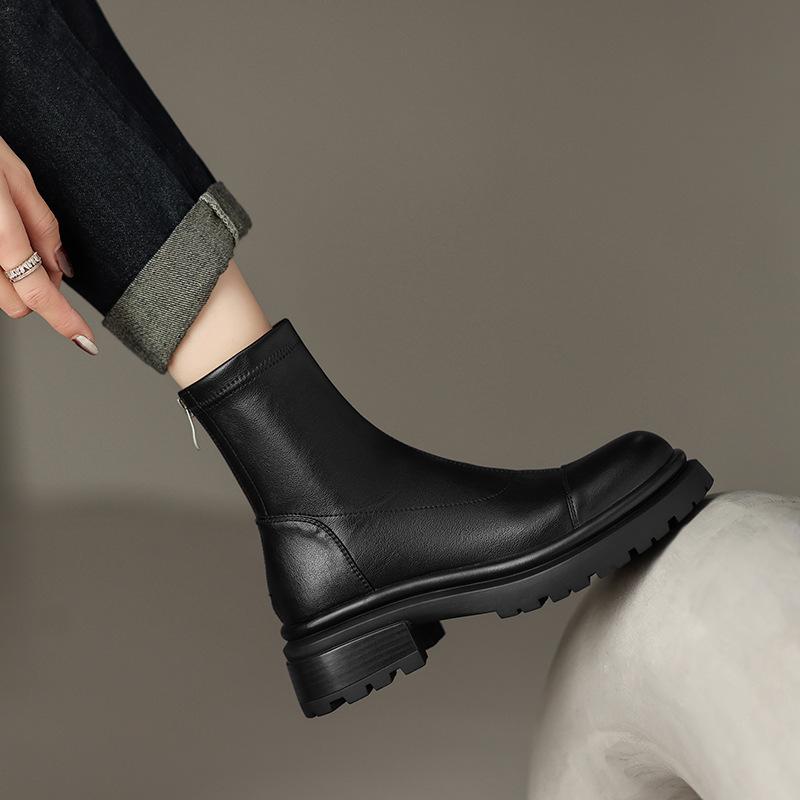 

Новая корейская версия женских ботинок Мартин на толстой подошве, нескользящих, на среднем каблуке, большого размера, женские ботинки на квадратном каблуке, на молнии, с круглым носком, осенне-зимние ботинки 39