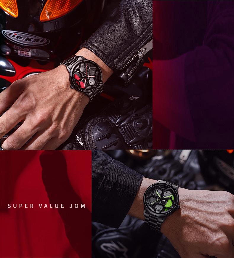 SVJ Multifunctional Men's Off-Road Waterproof Quartz Watch with 3D Hollow Design