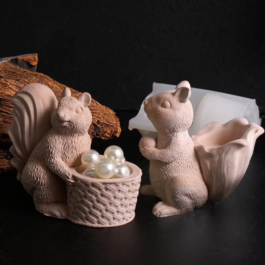 Food Grade Silicone Squirrel Basket Mould Set 2Pcs Crafting Tool for Resin Plaster Storage Box