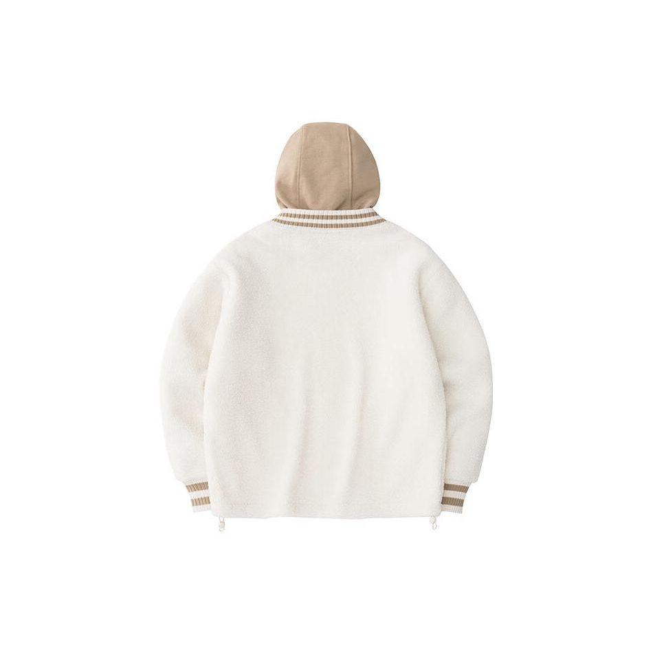 Anta Lifestyle Series Letter Color Block Zipper Hooded Thick Jacket Women Jacket White 162348712-1