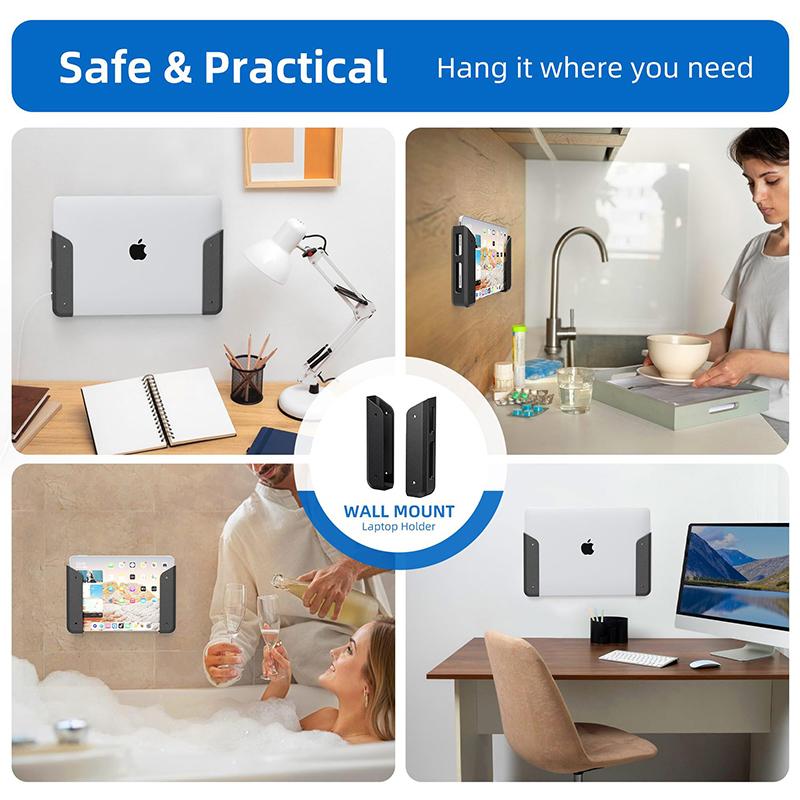 Laptop Mount Holder Under Desk Wall Mounted Organizer Anti Scratch Solution for Study Room Workspace