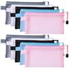 10pcs Transparent Mesh Cosmetics Makeup Bag Multifunctional Zipper File Bag Organizer (5 Colors