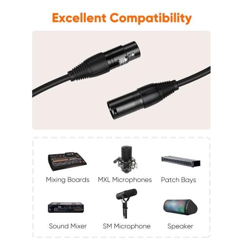 XLR Cable, CableCreation XLR Male to XLR Female (XLR Cable) Balanced Cable 3-Pin Microphone Cable XLR Converter Canon Cable Black/1.8M