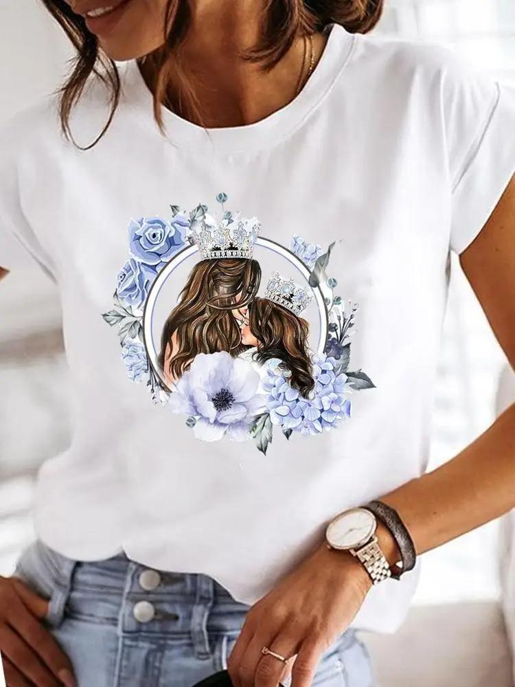 Damen Blumenmuster Mom-Style 90er Trendiges Bedrucktes T-Shirt Kleidung Sommer Basic Kurzärmliges Muster-T-Shirt Vintage Kleidung