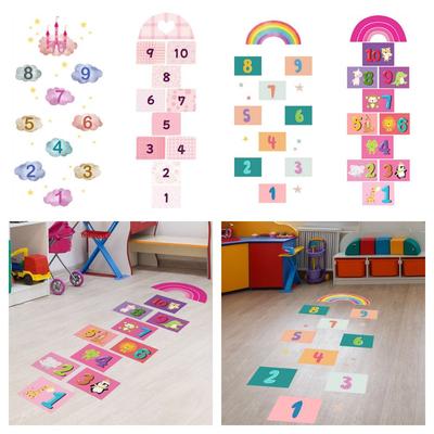 Self-adhesive Hopscotch Game Floor Stickers Multicolor Flooring Decals  Kindergarten Ornament