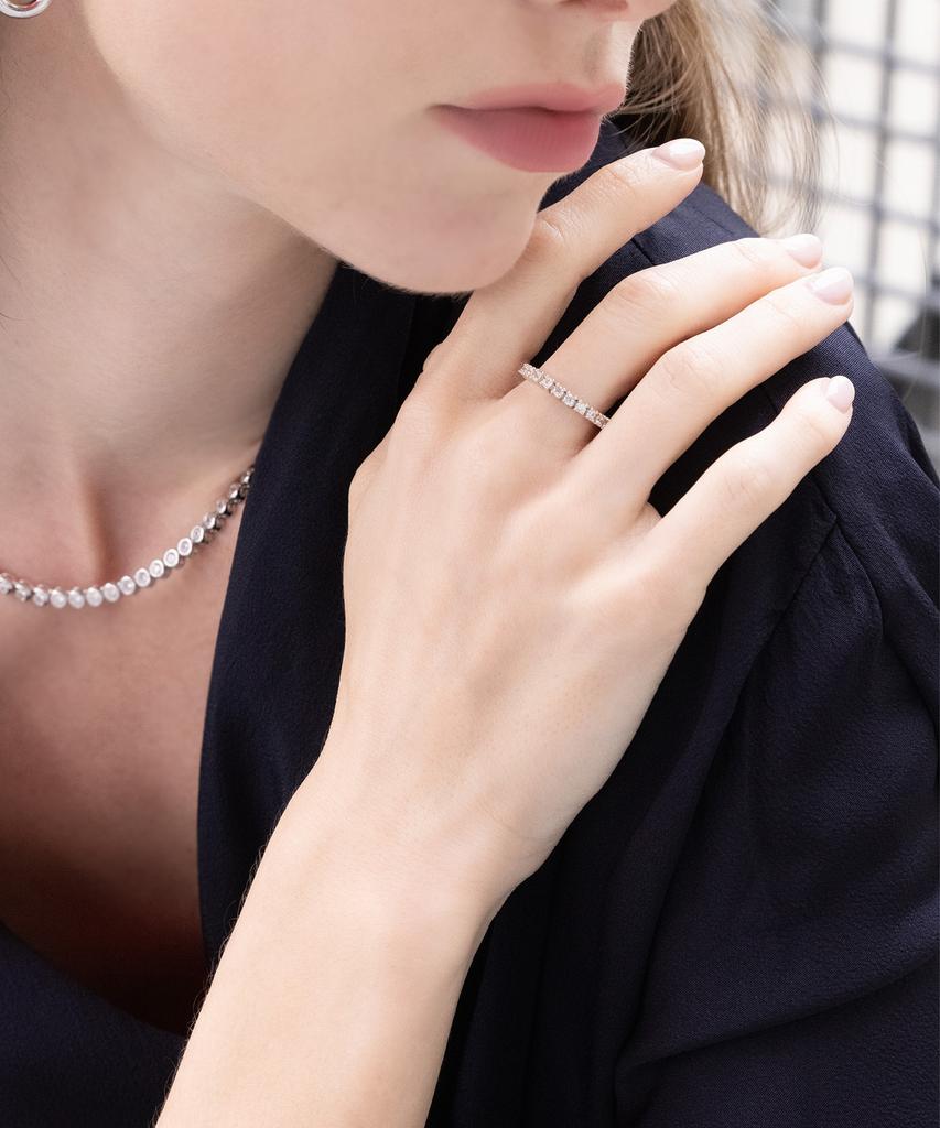 Begins [Silva925] Bb Tennis Chain Ring White