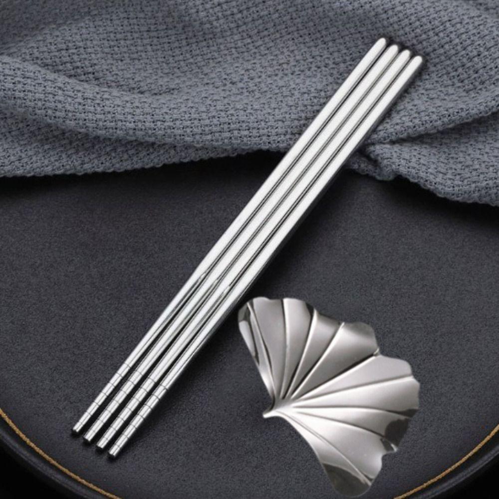4pcs Rust-proof Ginkgo Leaf Chopsticks Holder 304 Stainless Steel Pen Rack Spoon Rack  Canteen