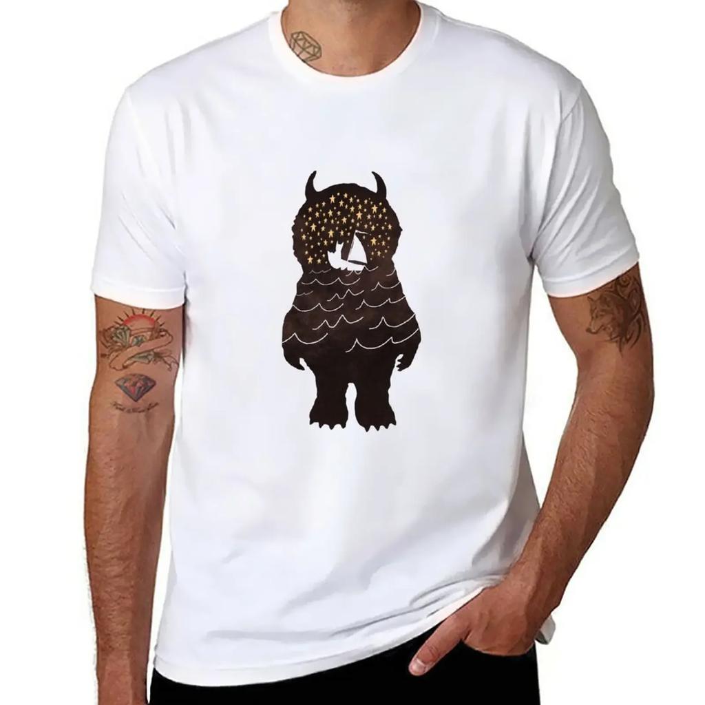 And Into The Night TShirt hippie clothes boys animal print for a boy Mens cotton tshirt