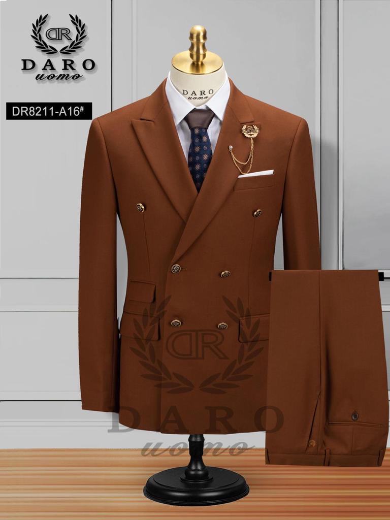 Men's Large Double-Breasted Wedding Suit & Groomsmen Two-Piece Set