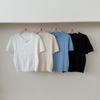 Round-neck Short-sleeved Hollowed-out Knitted Top for Women In The New Summer Style