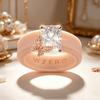 Women's Khaki Silicone Butterfly Ring with Cut CZ Hypoallergenic Comfortable Fashionable Stackable Ring for Daily Wear