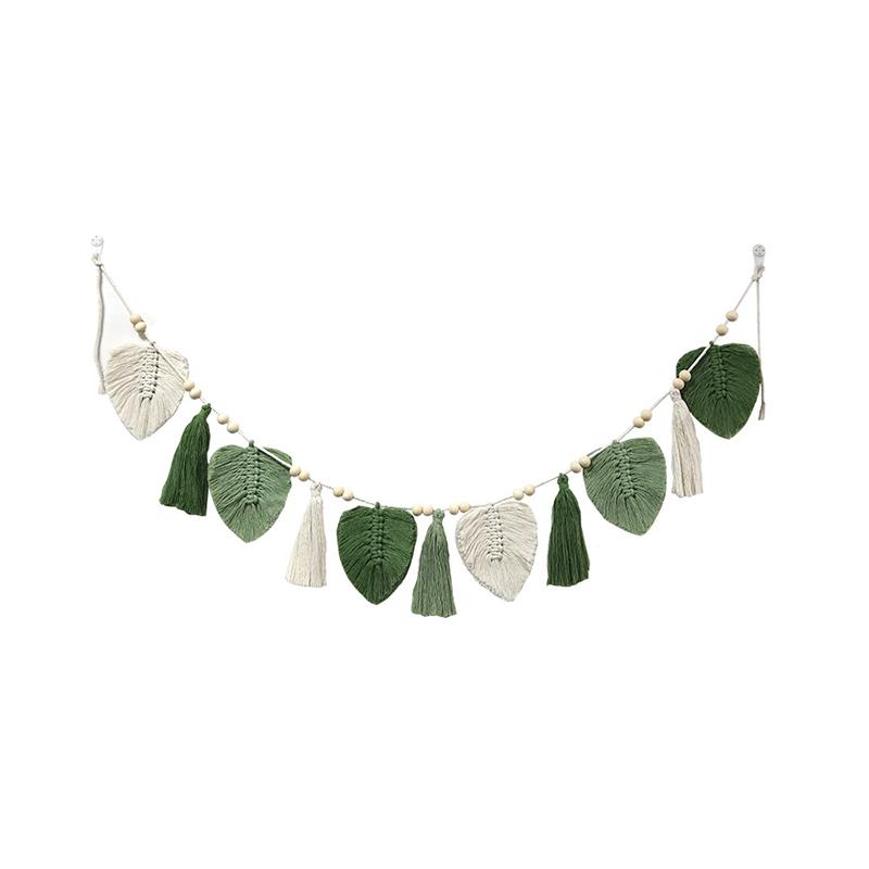 Бохо-листья макраме настенный гобелен хлопковая веревка ручная работа кисточка настенный — фото 7