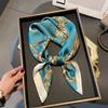 Luxury Design Silk Skinny Scarf Bag Handle Ribbon Ladies Little Cat Print Headband Small Hair Scarves Band Female Handkerchief