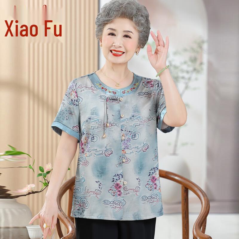 

Women s New Chinese Style Summer Shirt for Middle-Aged XL