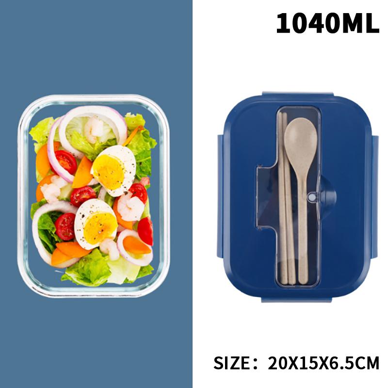 

3/2/1-Compartment Heat-Resistant Glass Lunch Box With Cutlery Spill-Proof Office Airtight Lunch Box Bento Box Microwaveable