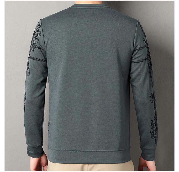 Herr 2025 Rundhals Långärmad Fleece Sweatshirt - Ledig Lös Passform för Höst/Vinter