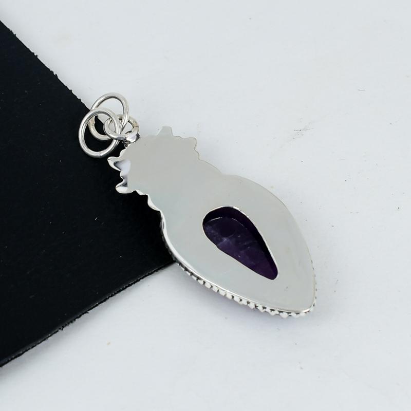 Natural Amethyst Gemstone Pendant 925 Sterling Silver- Handmade Design, Everyday Wear Jewelry, Unique Amethyst Pendant Father's Day Gifts