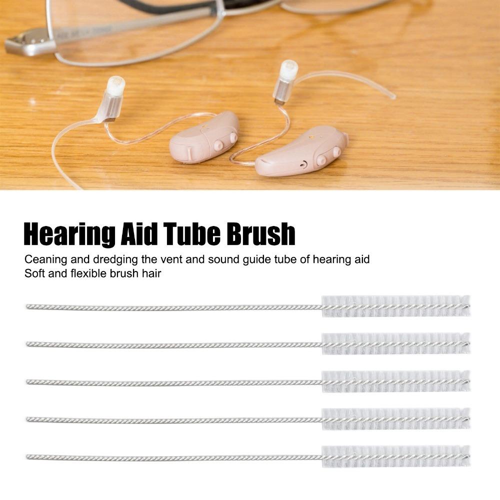 10Pcs Nylon Hair Hearing Aid Tube Brush Hearing Aid Tube Cleaning Brush  For Hearing Aid Care