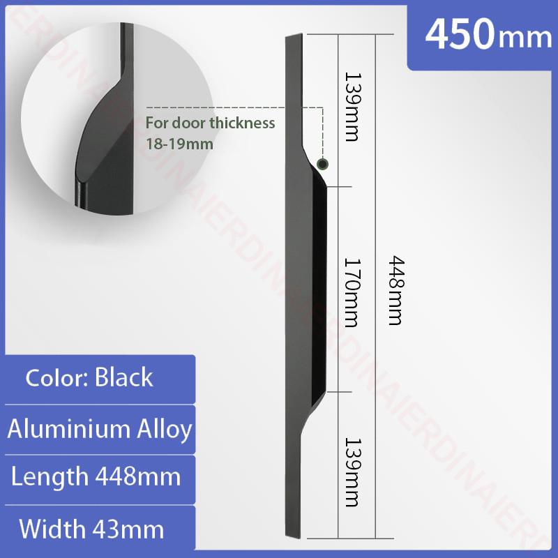 NAIERDI 800mm Aluminum Alloy Long Furniture Handles Black Hidden Cabinet Handle Cupboard Pulls Drawer Knobs Door Hardware