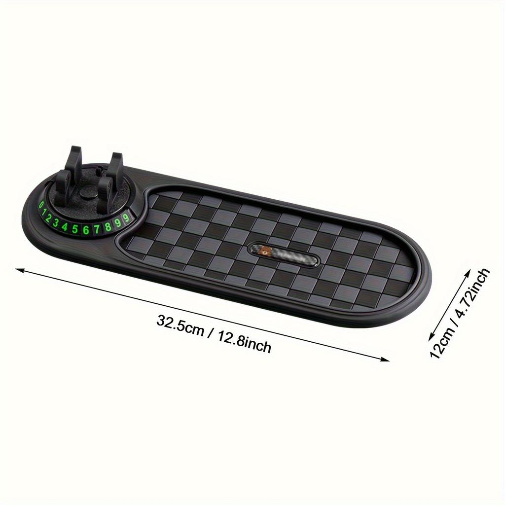 Multifunctional Anti-Slip Car Dashboard Pad with Rotating Phone Holder | Large Capacity Glasses And Key Storage, Heat-Resistant Silicone, Grid Design