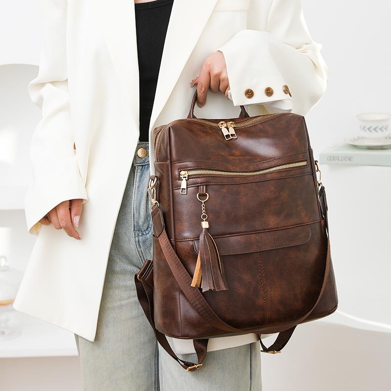 Women's Tassel Backpack Computer Bag Large Capacity Travel Backpack