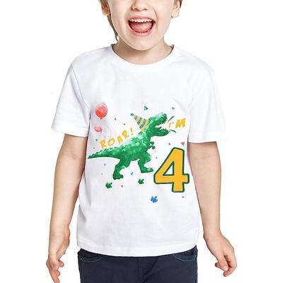 T-shirt chłopięcy Chłopięcy 1-5 lat Urodziny dinozaura T-shirty chłopięce Koszulki urodzinowe Dino