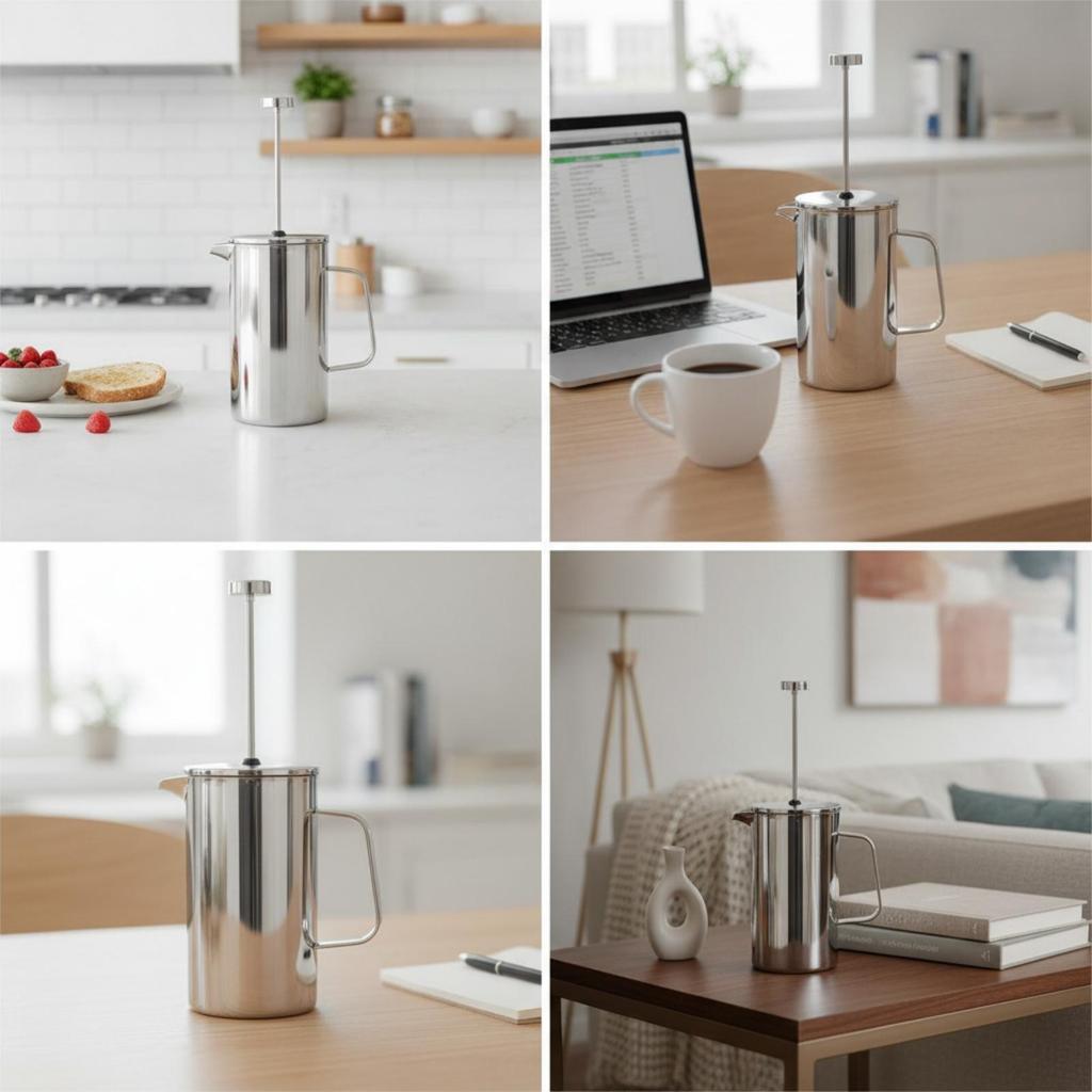 Stainless Steel French Press Long-Lasting with Plunger Compact