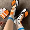 Harajuku Fashion Toe Socks Striped Eel Funny Personalized Mid Tube Socks Japanese Sweat Absorbing Breathable Cotton Soft Sock