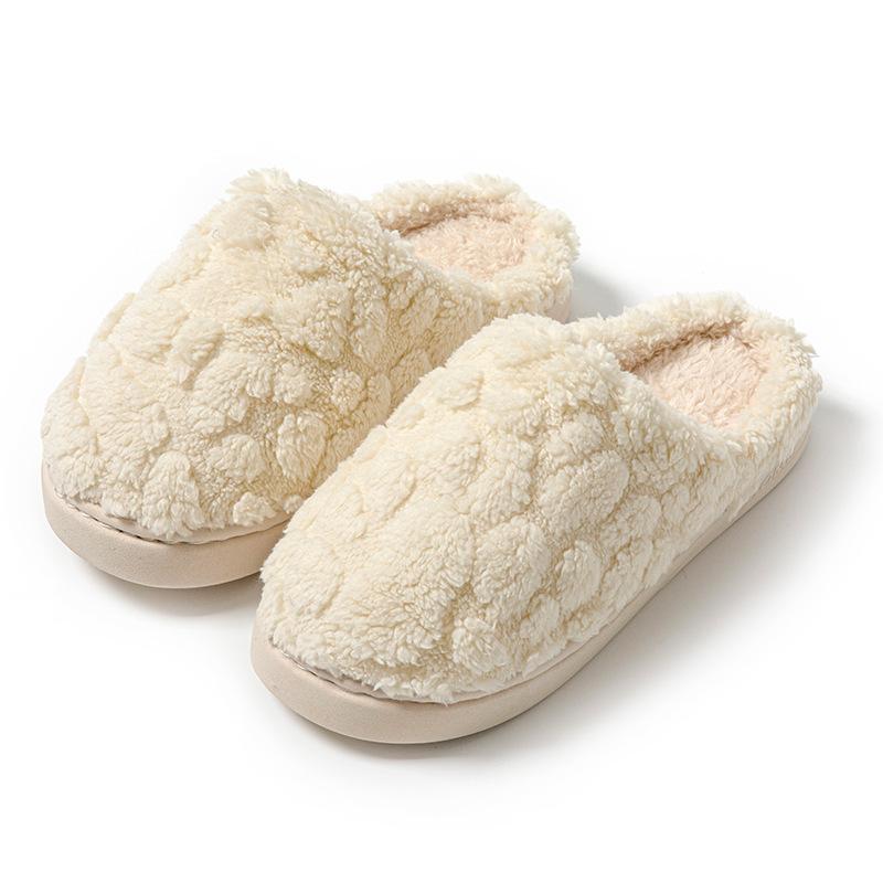 Cotton slippers women's winter home indoor velvet warm non-slip soft bottom trend outdoor wear couple cotton slippers men
