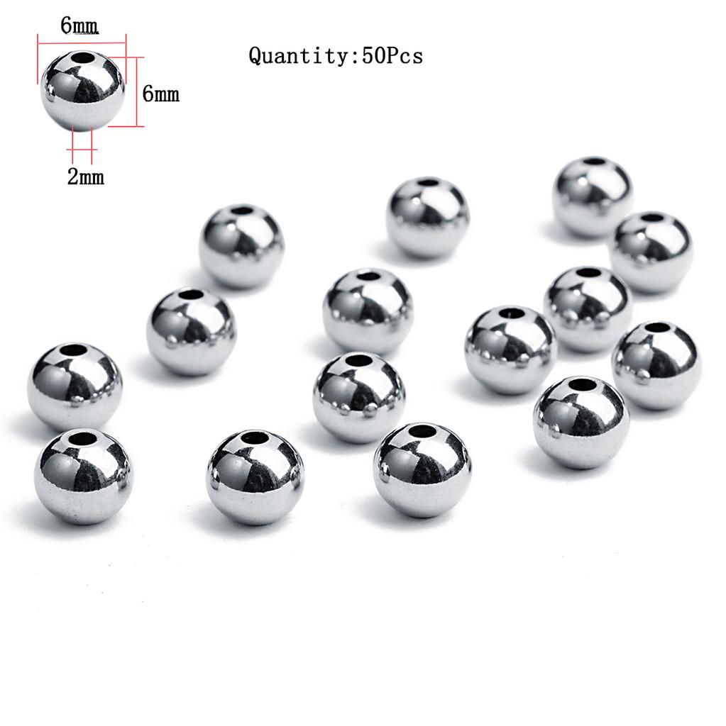 Stainless Steel Beads Square Round Big Hole Loose Spacer Bead For Jewelry Making Charm Bracelets Necklace Finding