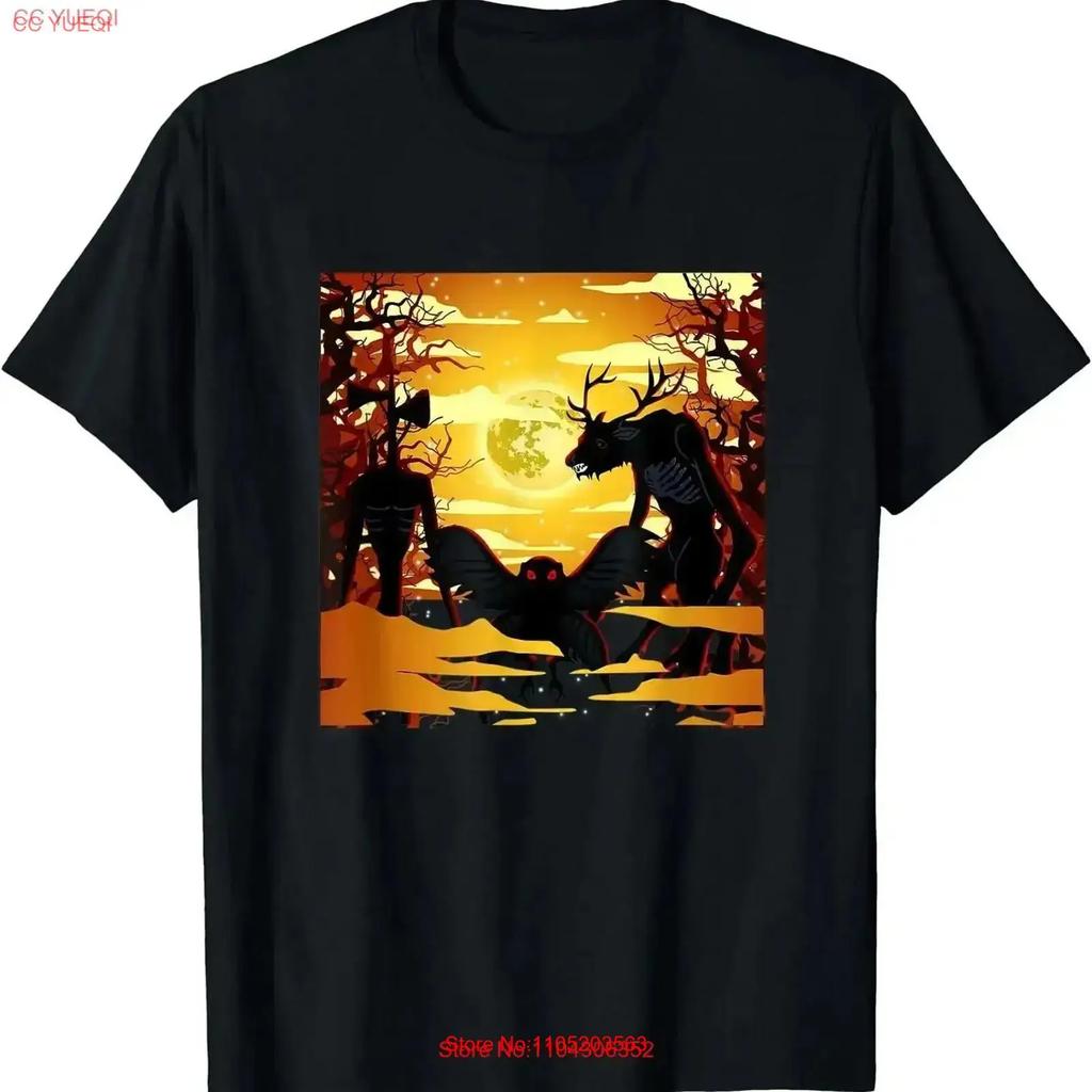 New Limited Yellow Moon With Cryptid Group Wendigo Mothunisex Siren Heads T Shirt Vintage Breathable Designer Clothes