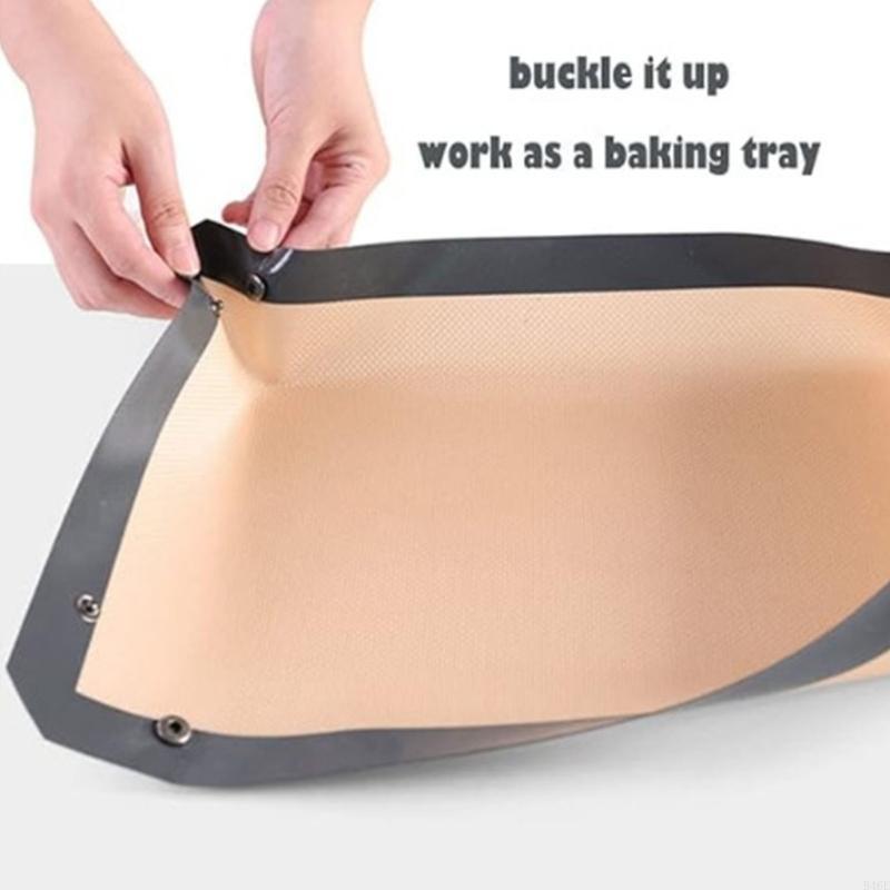 B46E Silicone Baking Mat with Button Nonstick Oven Liners Reusable Heat Resistant Mat Leakproof Cookie Sheet Baking Supplies