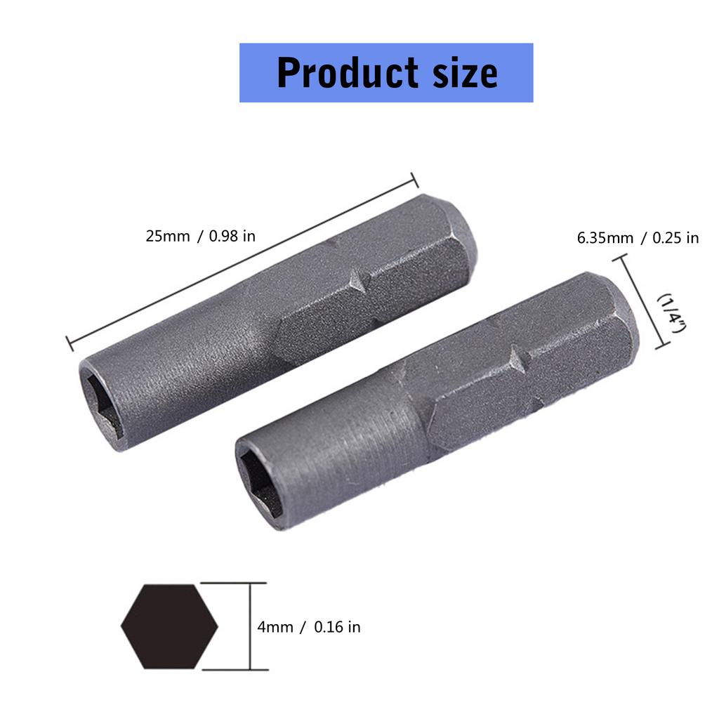2Pieces Compact Hex Shank Adapter Converts 6.35mm 1/4Inch To 4mm Bits Socket Holder Screwdriver Inserts Bit Adapter