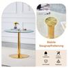 Table and Chair Collection: 85 Cm Diameter, Modern Minimalist Round Glass Table with Golden Metal Support, Matching 4 Black-Gold Modern Dining Chairs.
