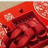 Couples' Festive Red Wedding Slippers: Non-slip, Lightweight Indoor Sandals