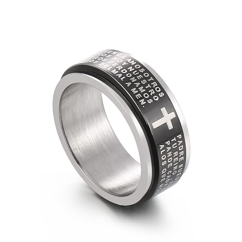 Retro Fashion Arc Ring: Men's Rotating Decompression Titanium Steel Ring